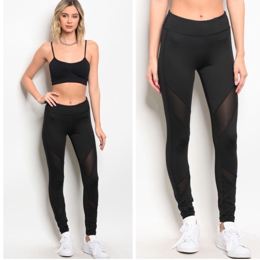 • SALE!  • Black Mesh Panel Work Out Yoga Pants
